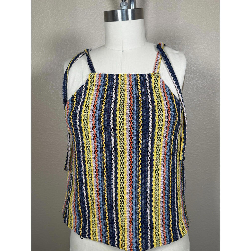 Madewell  Texture & Threads Tie-Shoulder Sz S Tank Top Rainbow Crochet Bohemian